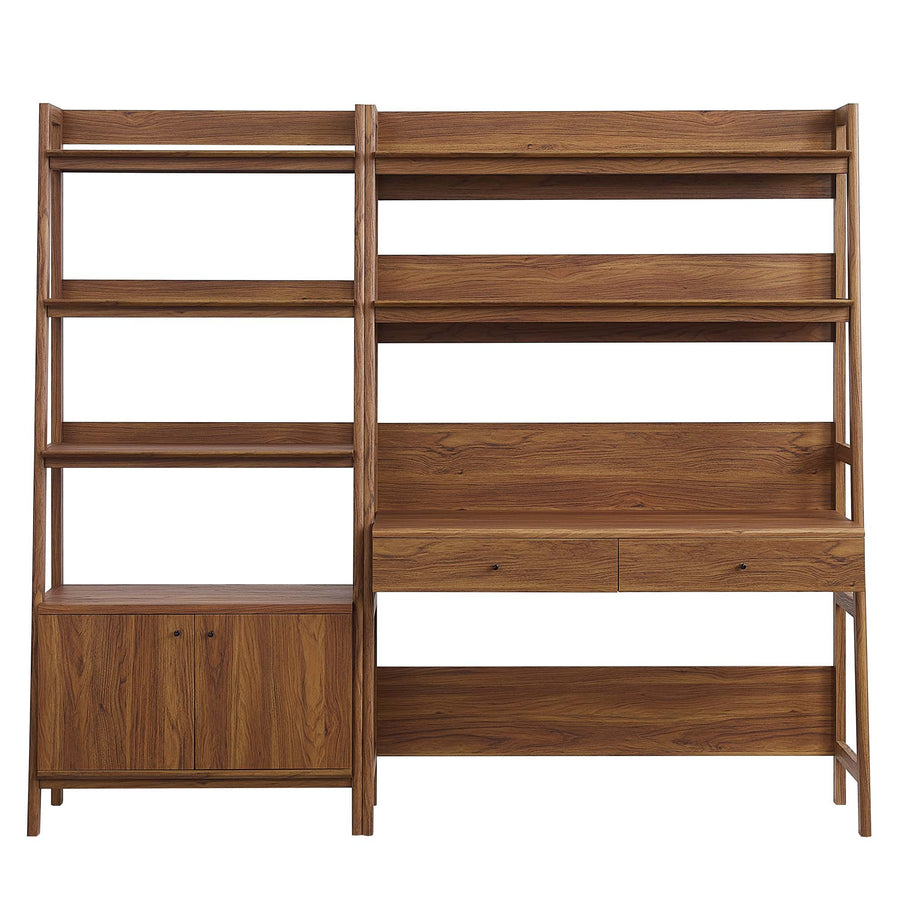 Finch 2-Piece Wood Office Desk and Bookshelf in Walnut