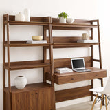 Finch 2-Piece Wood Office Desk and Bookshelf in Walnut