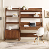 Finch 2-Piece Wood Office Desk and Bookshelf in Walnut