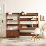 Finch 2-Piece Wood Office Desk and Bookshelf in Walnut