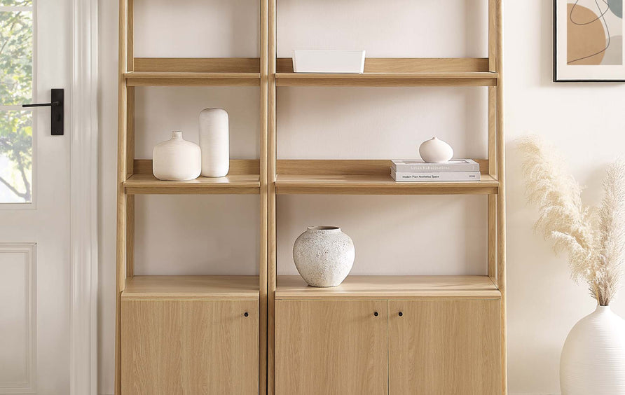 Finch Wood Bookshelves Set of 2 in Oak
