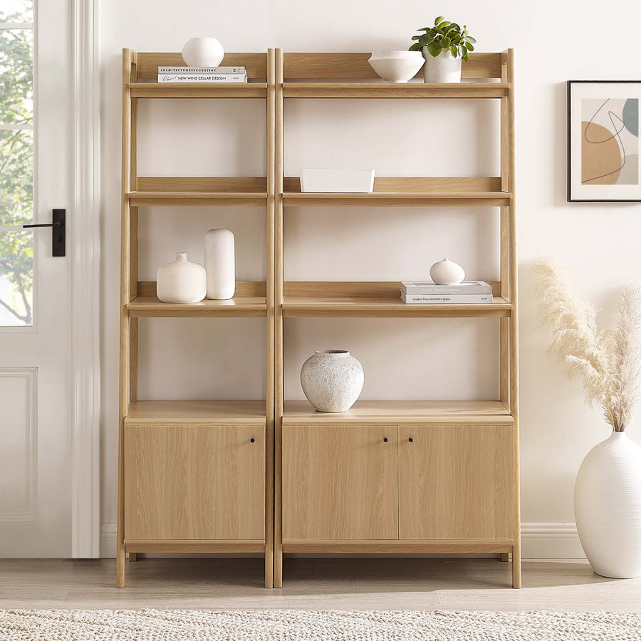 Finch Wood Bookshelves Set of 2 in Oak