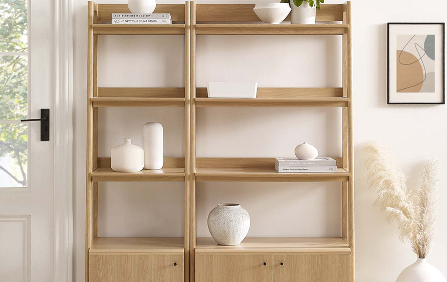 Finch Wood Bookshelves Set of 2 in Oak