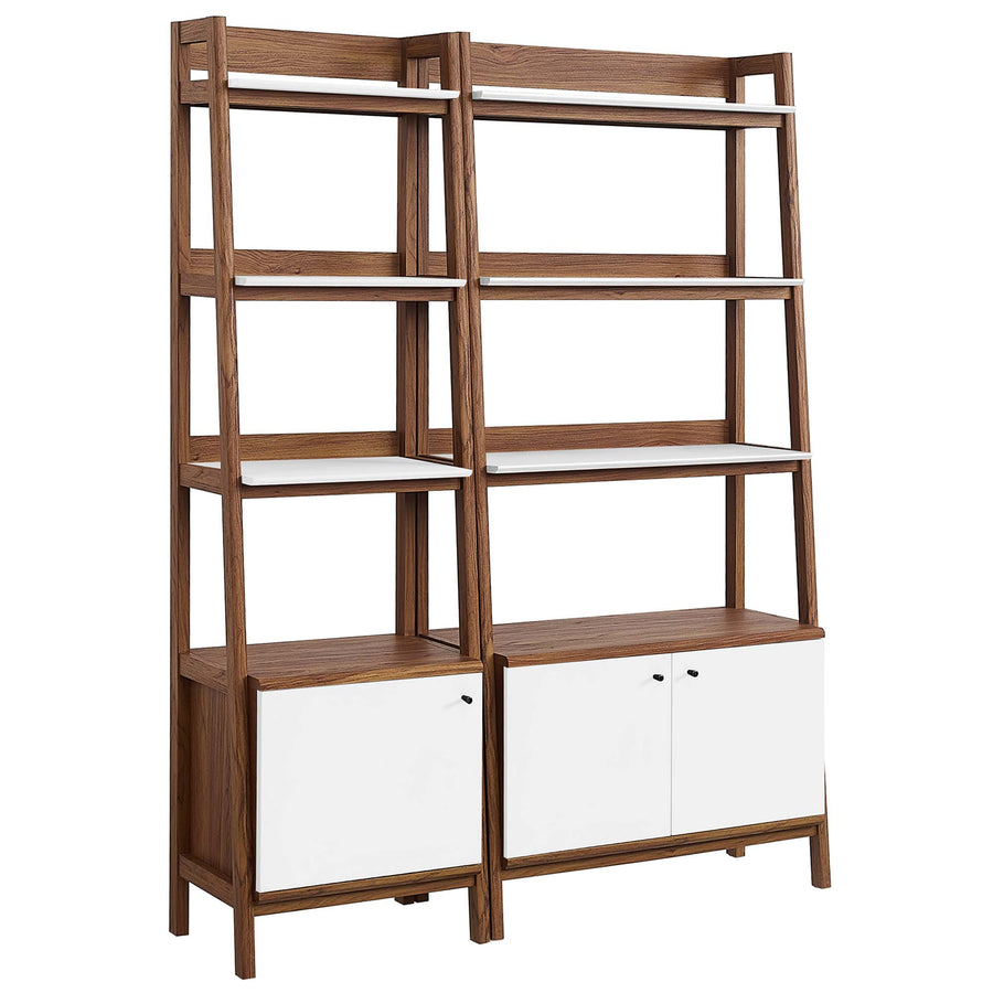 Finch Wood Bookshelves Set of 2 in Walnut White
