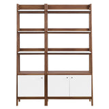 Finch Wood Bookshelves Set of 2 in Walnut White