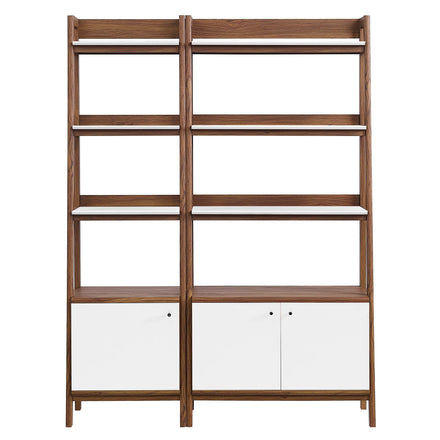 Bixby Wood Bookshelves Set of 2 in Walnut White