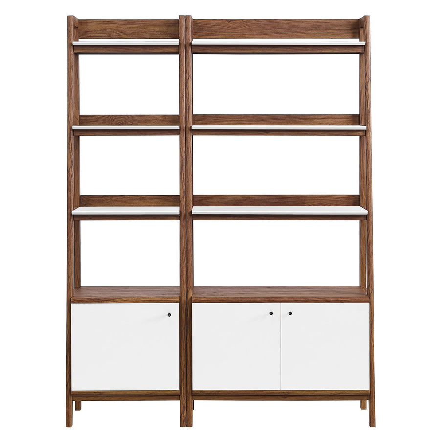 Finch Wood Bookshelves Set of 2 in Walnut White