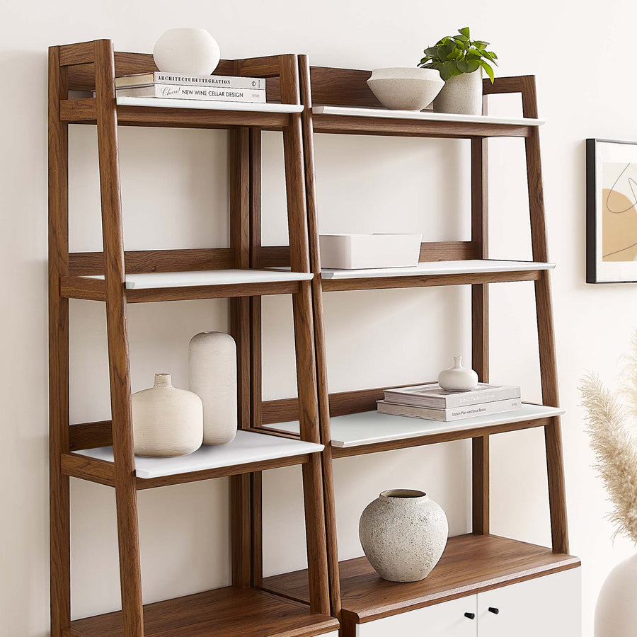Finch Wood Bookshelves Set of 2 in Walnut White
