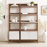 Finch Wood Bookshelves Set of 2 in Walnut White