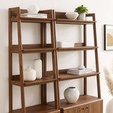 Finch Wood Bookshelves Set of 2 in Walnut