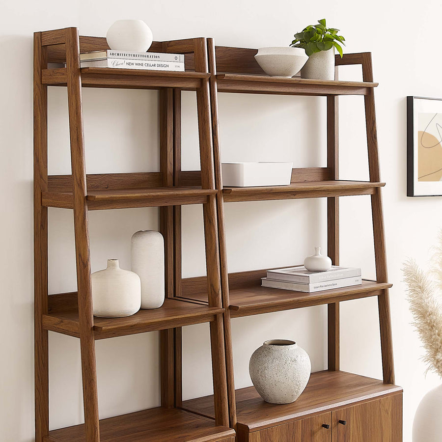 Finch Wood Bookshelves Set of 2 in Walnut