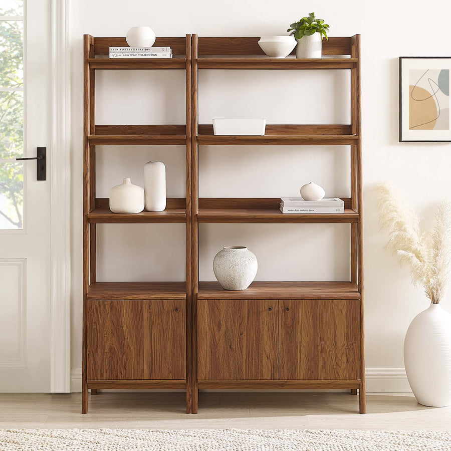 Finch Wood Bookshelves Set of 2 in Walnut