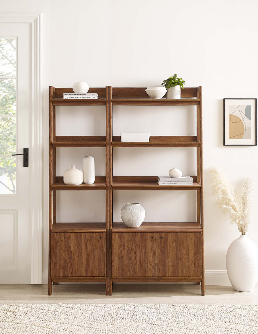 Finch Wood Bookshelves Set of 2 in Walnut