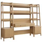 Finch 3-Piece Wood Office Desk and Bookshelf in Oak