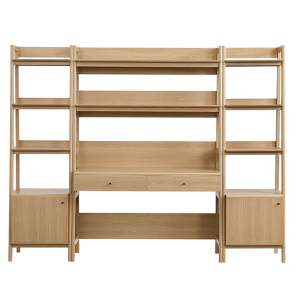 Bixby 3-Piece Wood Office Desk and Bookshelf by Furniture For America
