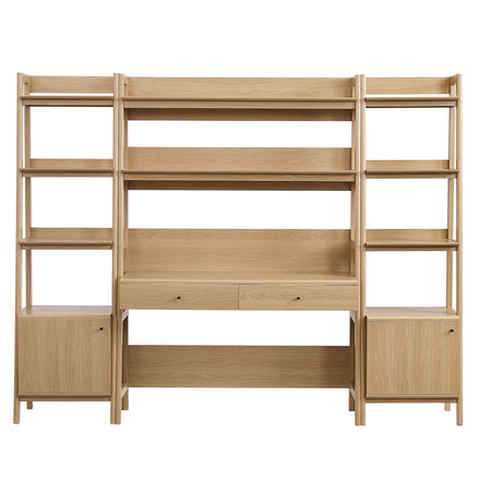 Bixby 3-Piece Wood Office Desk and Bookshelf in Oak