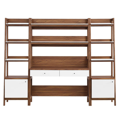 Bixby 3-Piece Wood Office Desk and Bookshelf by Furniture For America