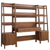 Finch 3-Piece Wood Office Desk and Bookshelf in Walnut