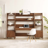 Finch 3-Piece Wood Office Desk and Bookshelf in Walnut