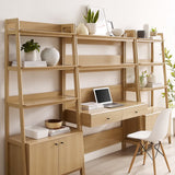 Finch 3-Piece Wood Office Desk and Bookshelf in Oak