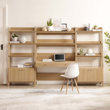 Finch 3-Piece Wood Office Desk and Bookshelf in Oak