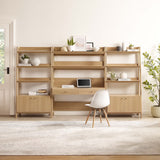 Finch 3-Piece Wood Office Desk and Bookshelf in Oak