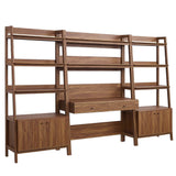 Finch 3-Piece Wood Office Desk and Bookshelf in Walnut