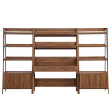 Finch 3-Piece Wood Office Desk and Bookshelf in Walnut