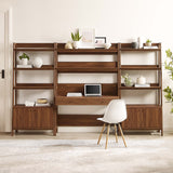 Finch 3-Piece Wood Office Desk and Bookshelf in Walnut