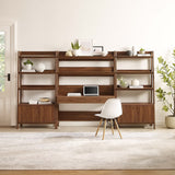 Finch 3-Piece Wood Office Desk and Bookshelf in Walnut
