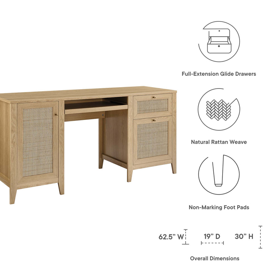 Wren 63" Office Desk in Oak