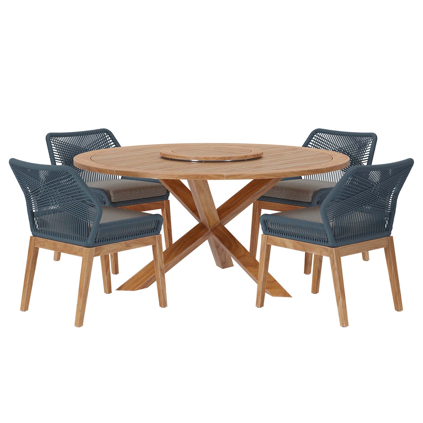 Wellspring 5-Piece Outdoor Patio Teak Wood Dining Set by Furniture For America