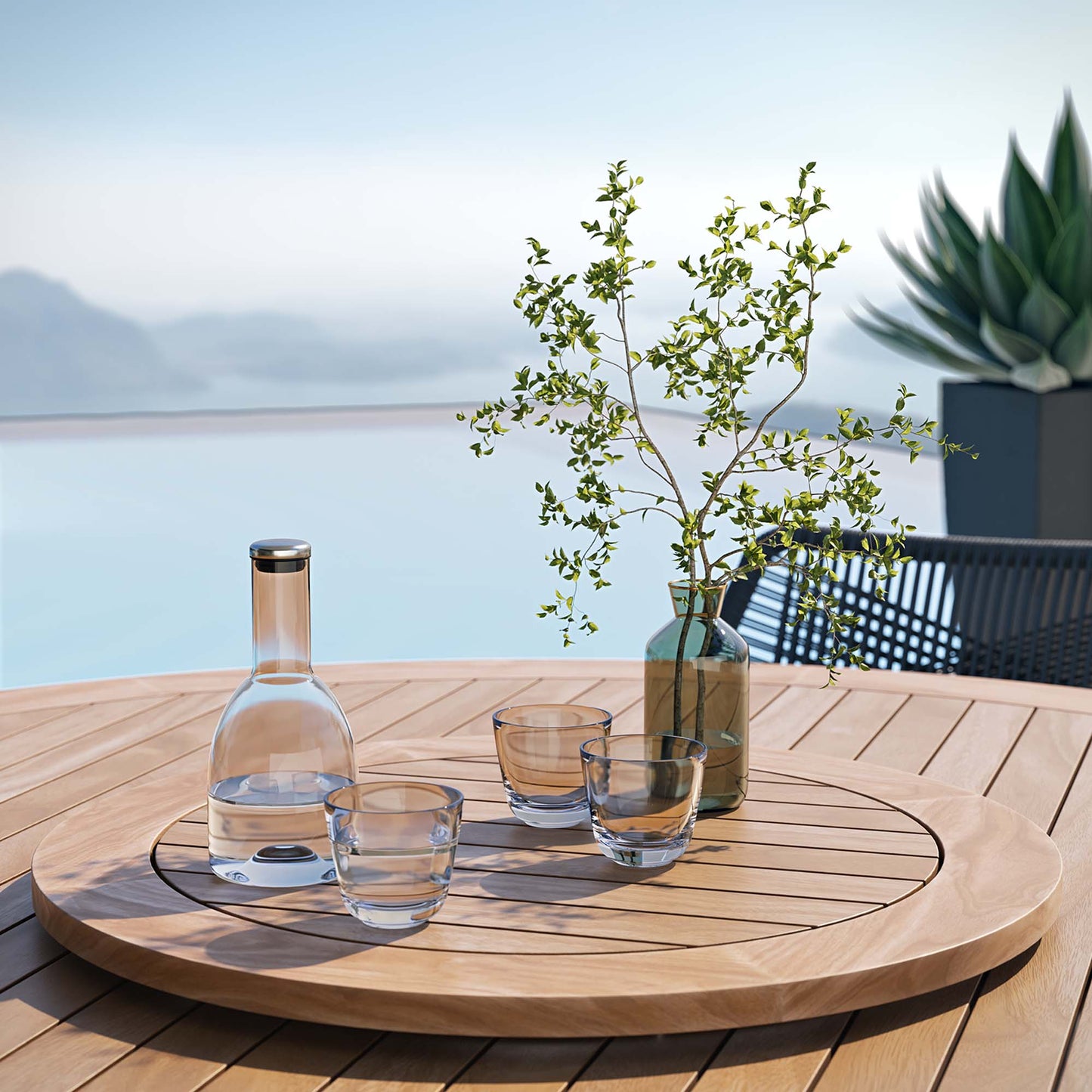 Wellspring 5-Piece Outdoor Patio Teak Wood Dining Set by Furniture For America