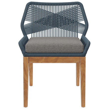 Wellspring 5-Piece Outdoor Patio Teak Wood Dining Set in Blue Graphite