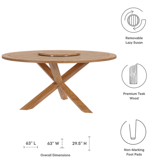 Wellspring 5-Piece Outdoor Patio Teak Wood Dining Set by Furniture For America