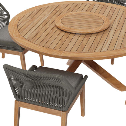 Wellspring 5-Piece Outdoor Patio Teak Wood Dining Set by Furniture For America