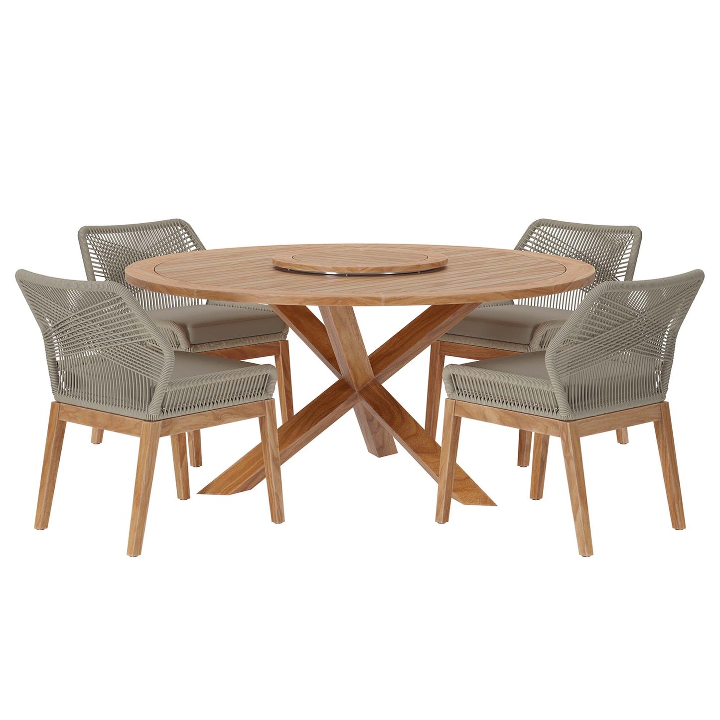 Wellspring 5-Piece Outdoor Patio Teak Wood Dining Set by Furniture For America