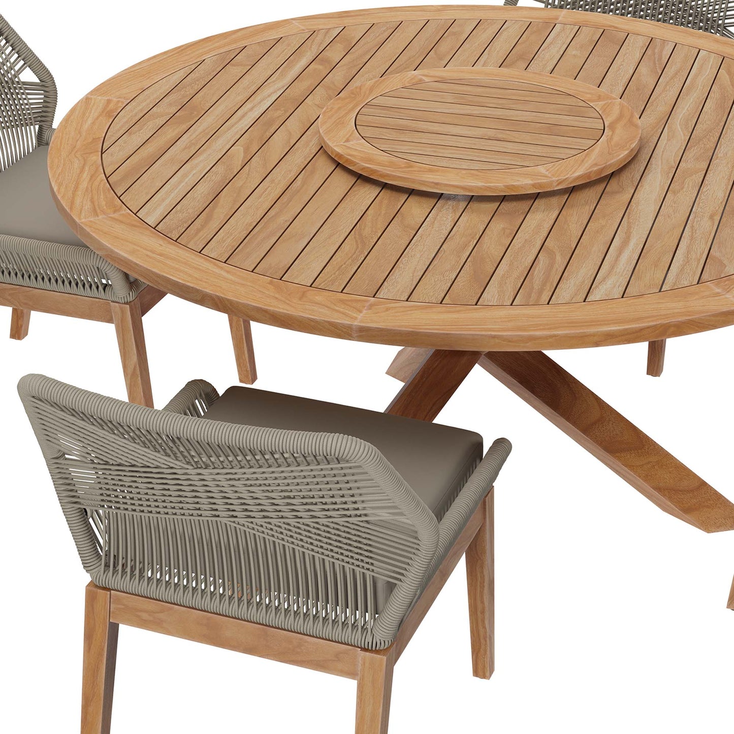 Wellspring 5-Piece Outdoor Patio Teak Wood Dining Set by Furniture For America