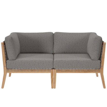 Clearwater Outdoor Patio Teak Wood Loveseat in Gray Graphite