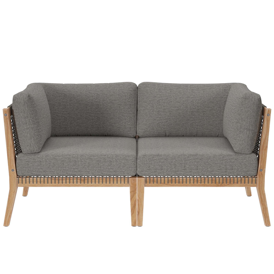 Vesper Outdoor Patio Teak Wood Loveseat in Gray Graphite