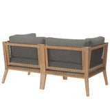 Vesper Outdoor Patio Teak Wood Loveseat in Gray Graphite