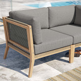 Vesper Outdoor Patio Teak Wood Loveseat in Gray Graphite