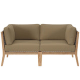 Vesper Outdoor Patio Teak Wood Loveseat in Gray Light Brown