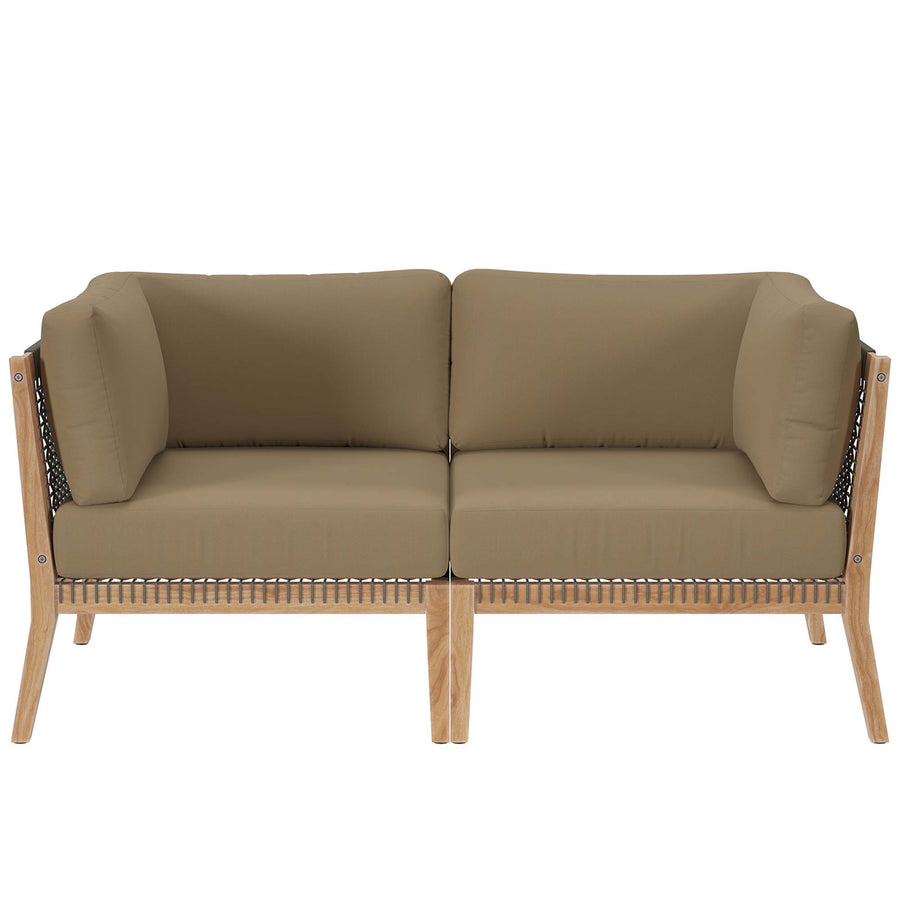 Vesper Outdoor Patio Teak Wood Loveseat in Gray Light Brown