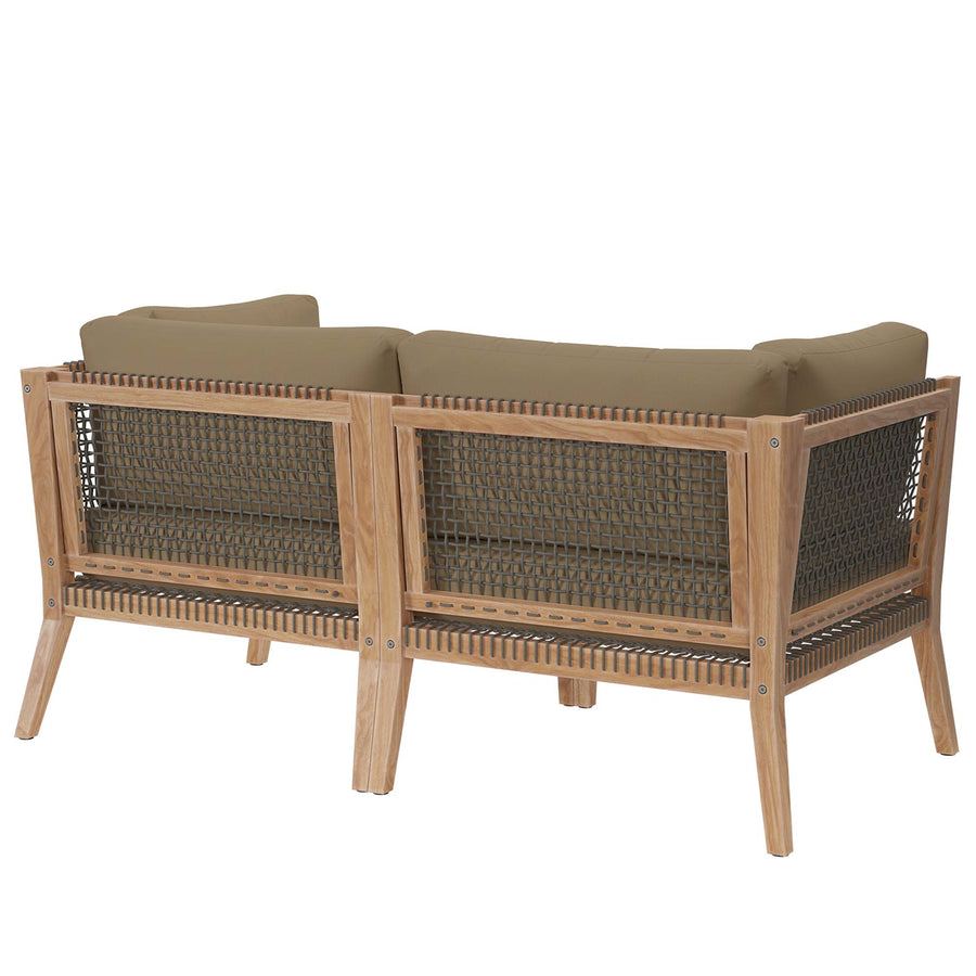 Vesper Outdoor Patio Teak Wood Loveseat in Gray Light Brown