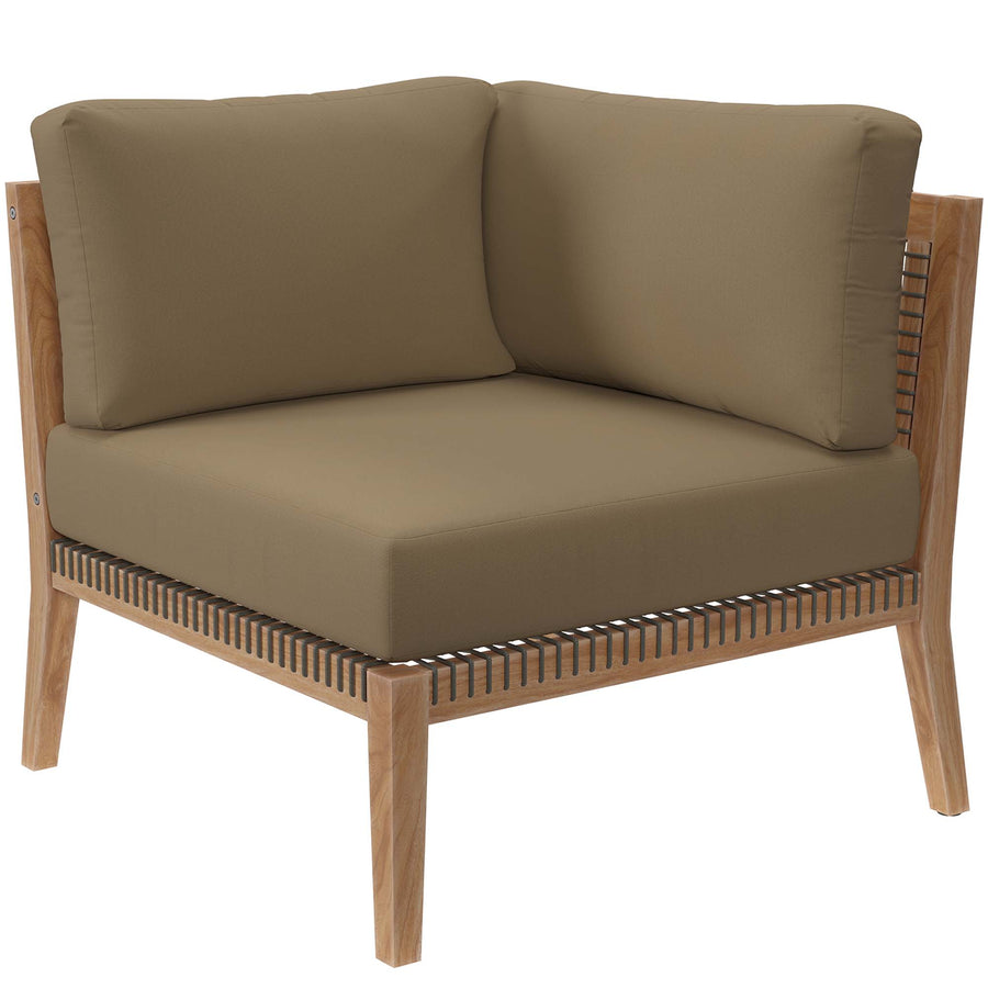Vesper Outdoor Patio Teak Wood Loveseat in Gray Light Brown