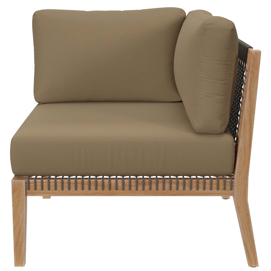 Vesper Outdoor Patio Teak Wood Loveseat in Gray Light Brown