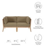 Vesper Outdoor Patio Teak Wood Loveseat in Gray Light Brown