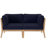 Vesper Outdoor Patio Teak Wood Loveseat in Gray Navy