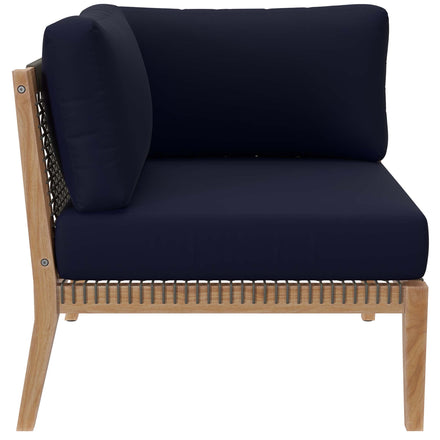 Clearwater Outdoor Patio Teak Wood Loveseat in Gray Navy